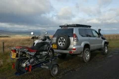 Wildcat Adventures Support Vehicle - Toyota Landcruiser with motorbike trailer