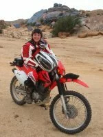 Bike Tours Morocco Brigitte on Honda CRF230